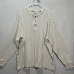 Old Navy Prints On Finery Long Sleeve White Henley Shirt Men’s Sz XXL